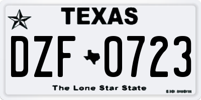 TX license plate DZF0723