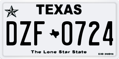 TX license plate DZF0724