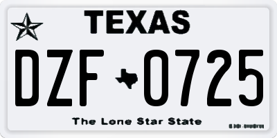 TX license plate DZF0725