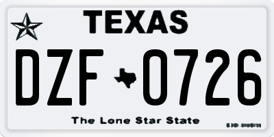 TX license plate DZF0726