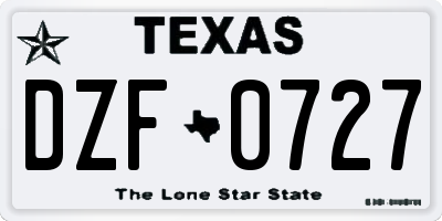 TX license plate DZF0727