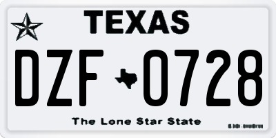 TX license plate DZF0728