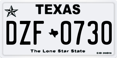 TX license plate DZF0730