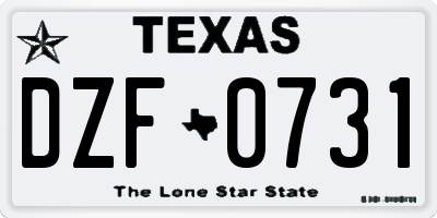 TX license plate DZF0731