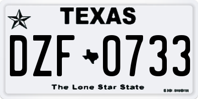 TX license plate DZF0733