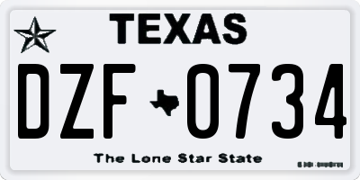 TX license plate DZF0734