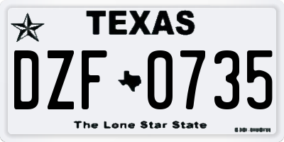 TX license plate DZF0735