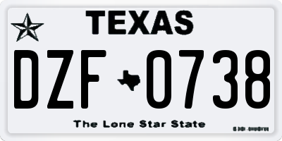 TX license plate DZF0738