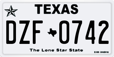 TX license plate DZF0742