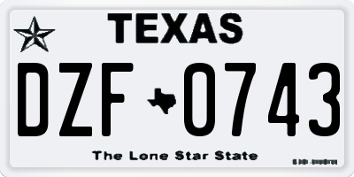 TX license plate DZF0743