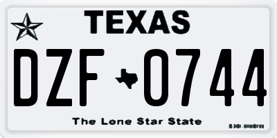 TX license plate DZF0744