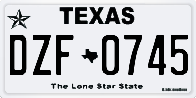 TX license plate DZF0745