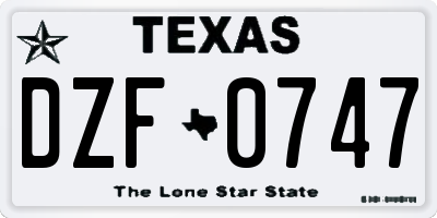 TX license plate DZF0747