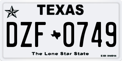 TX license plate DZF0749