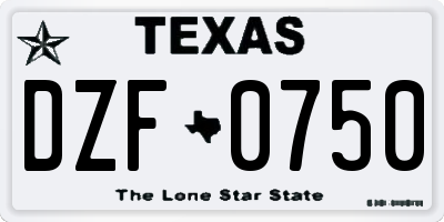 TX license plate DZF0750