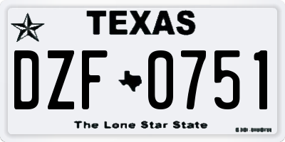 TX license plate DZF0751