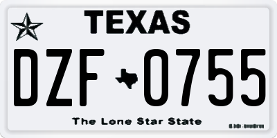 TX license plate DZF0755