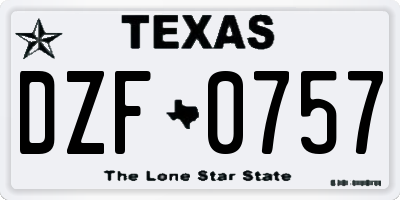 TX license plate DZF0757