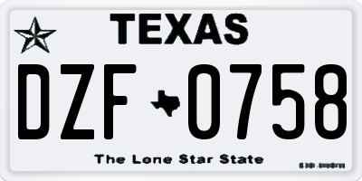 TX license plate DZF0758