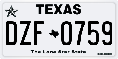 TX license plate DZF0759