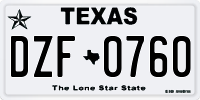 TX license plate DZF0760