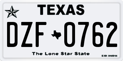 TX license plate DZF0762