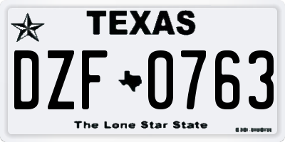 TX license plate DZF0763