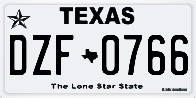 TX license plate DZF0766