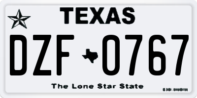 TX license plate DZF0767