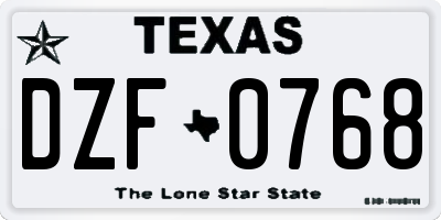 TX license plate DZF0768
