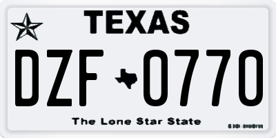 TX license plate DZF0770