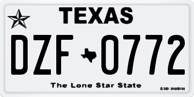TX license plate DZF0772