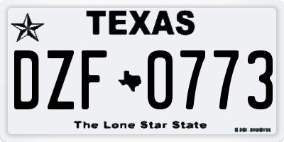 TX license plate DZF0773