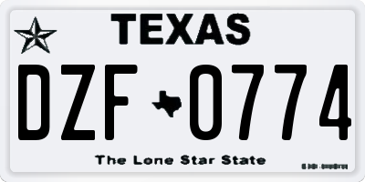 TX license plate DZF0774