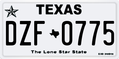 TX license plate DZF0775