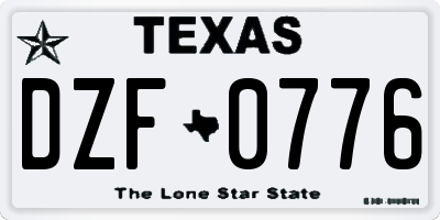 TX license plate DZF0776