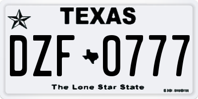 TX license plate DZF0777
