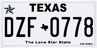 TX license plate DZF0778
