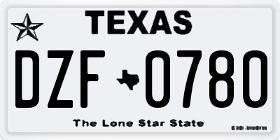 TX license plate DZF0780