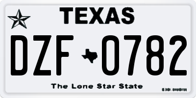 TX license plate DZF0782