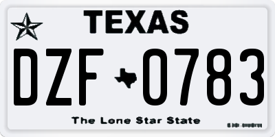 TX license plate DZF0783
