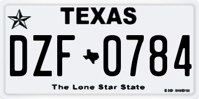 TX license plate DZF0784