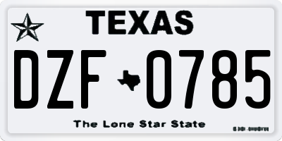 TX license plate DZF0785
