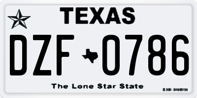 TX license plate DZF0786