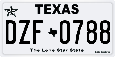 TX license plate DZF0788
