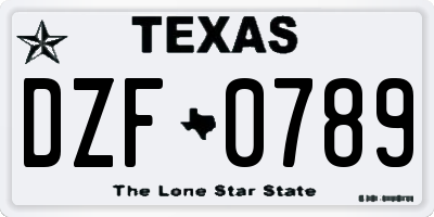 TX license plate DZF0789