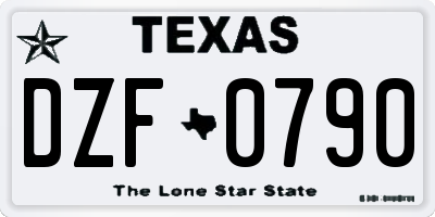 TX license plate DZF0790