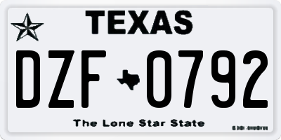 TX license plate DZF0792
