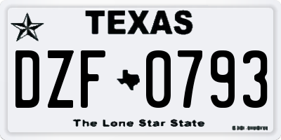 TX license plate DZF0793