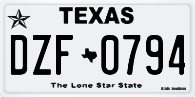 TX license plate DZF0794